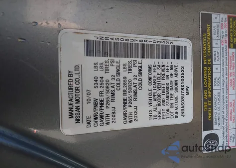 2008 Infiniti Fx35 z USA, uszkodzony, nr VIN JNRAS08U78X103523